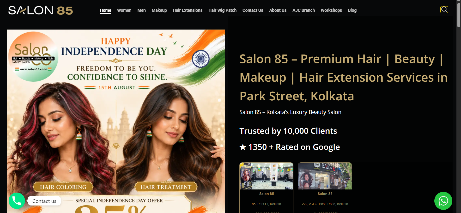 Salon 85 Website Design