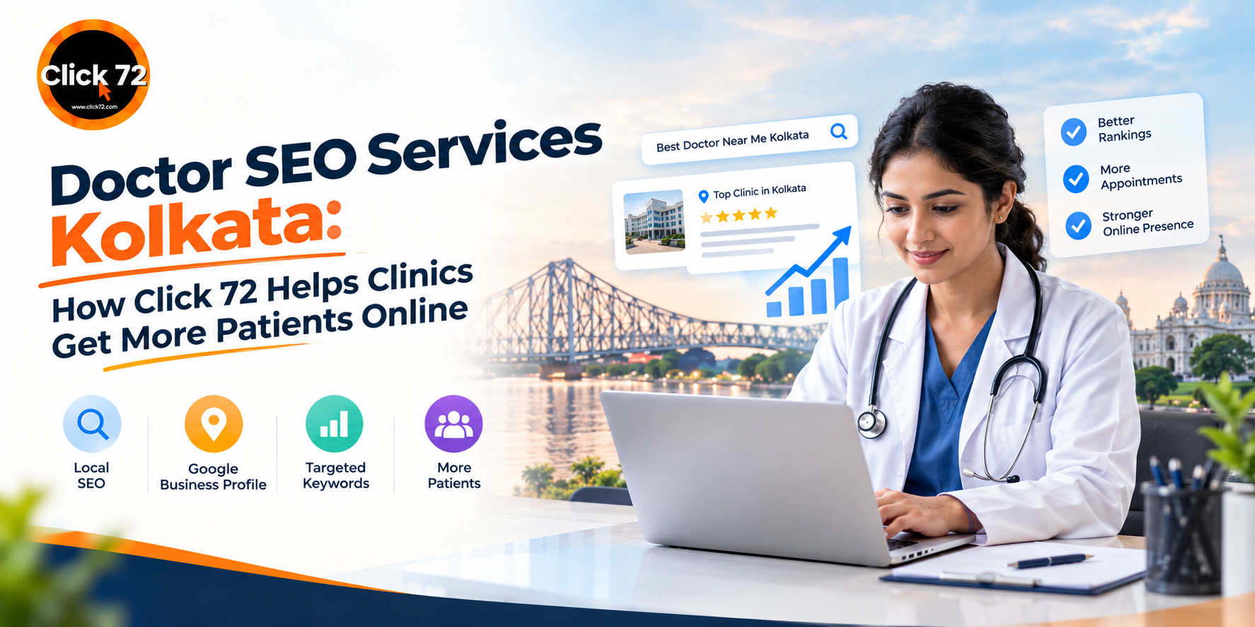 Doctor SEO Services Kolkata: How Click 72 Helps Clinics Get More Patients Online